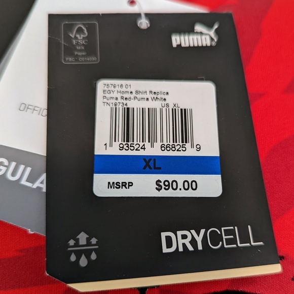 New With Tags! Puma Egypt FA National Team Home Replica Jersey Red/White - Picture 7 of 7